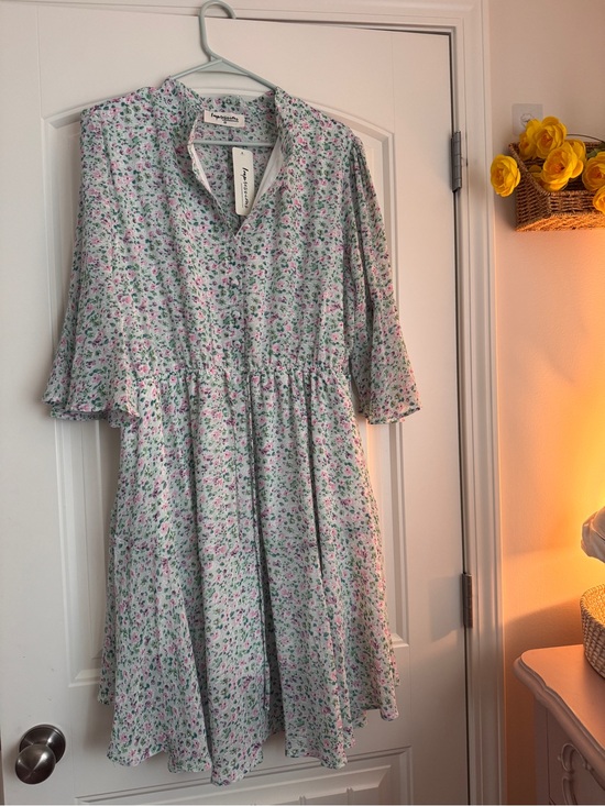 Impressions Dresses & Skirts - NWT: Impressions Women’s Floral Pink/Green Cotton Dress